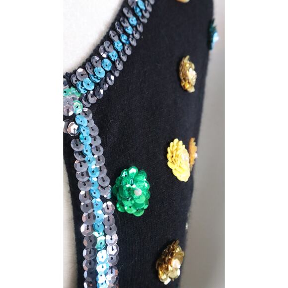 INC International Concepts Sequin Christmas Cardigan Angora Rabbit Hair Large - Picture 5 of 8